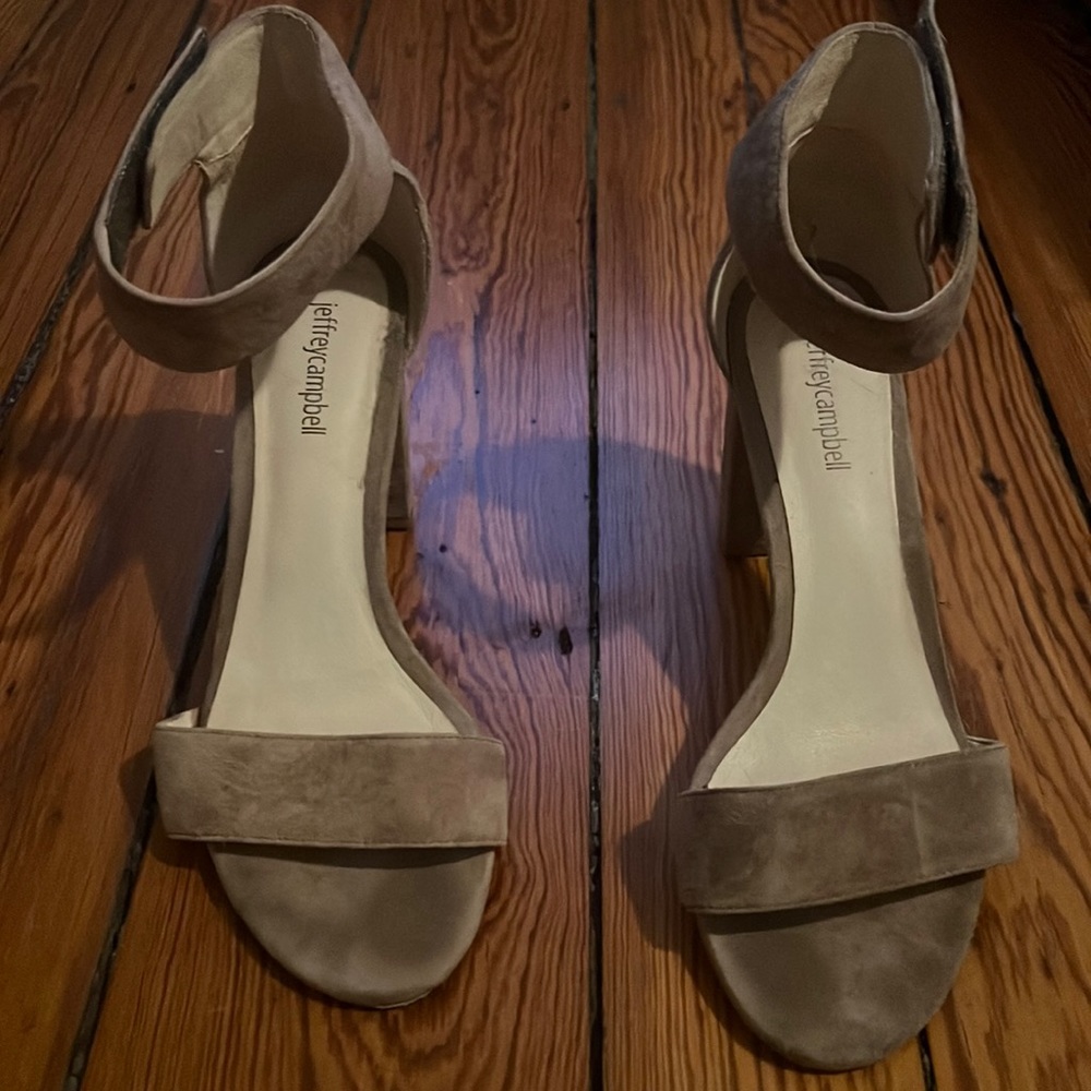 Jeffery Campbell Stone Colored Suede heels. Great condition.